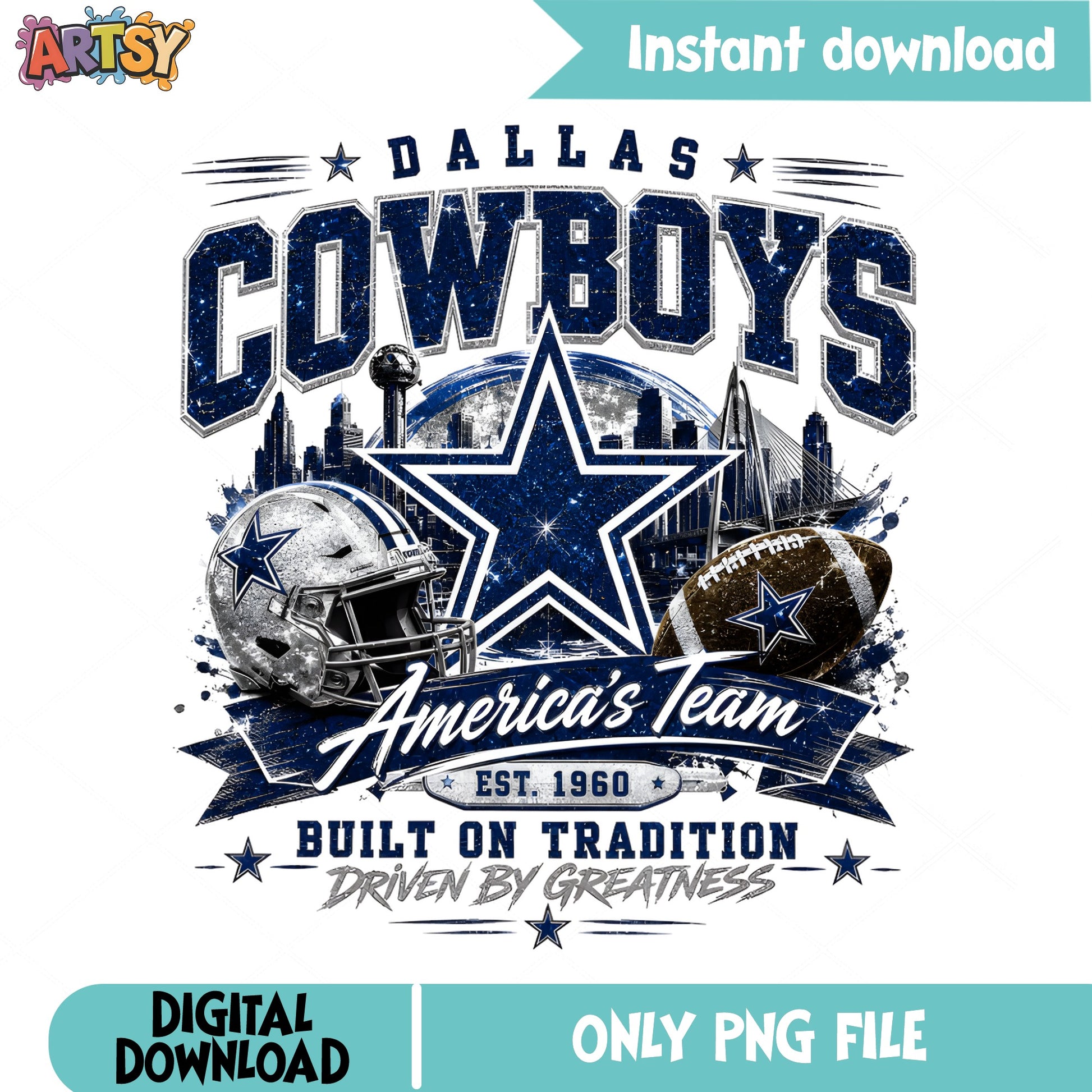 Dallas Cowboys PNG, Americas Team NFL Football PNG, Sublimation PNG