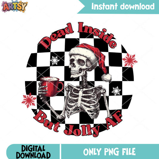 Dead inside png, christmas with skeleton png,  jack skeleton png