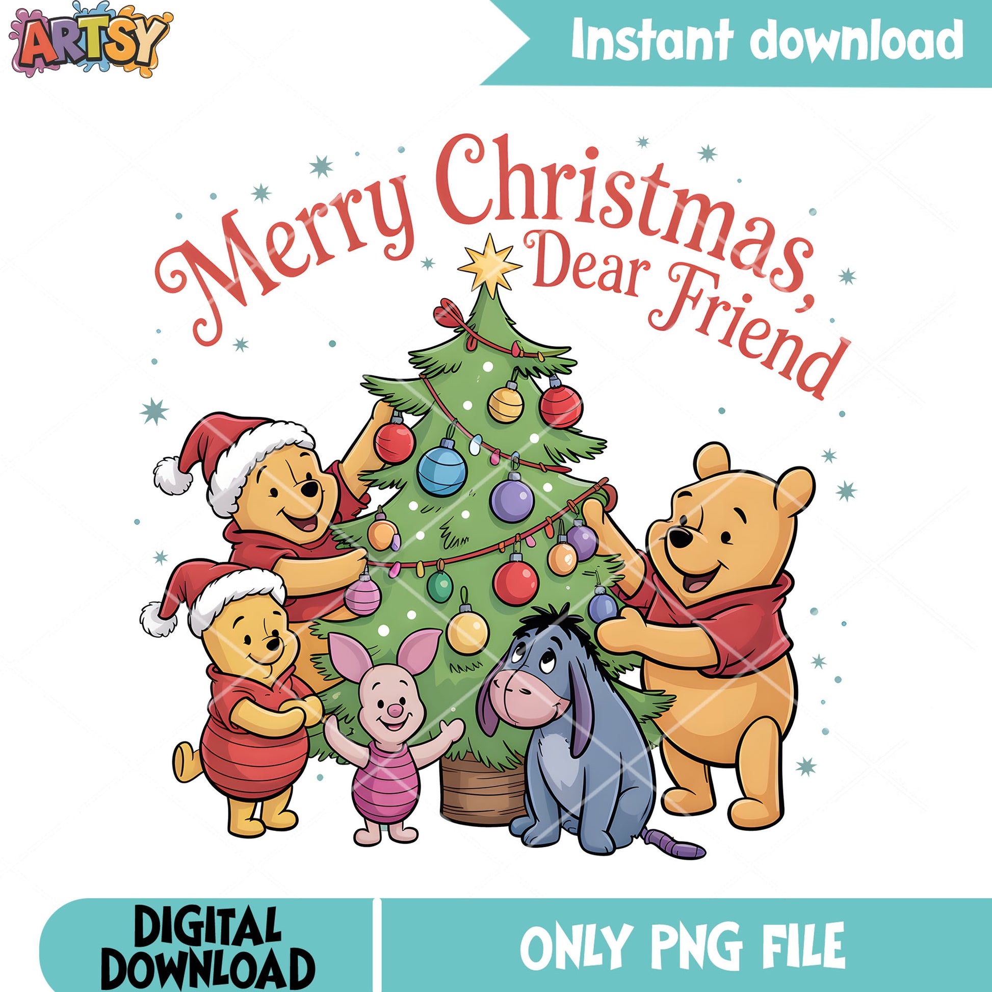 Dear Xmas tree pooh png, winnie the pooh png, pooh friends png