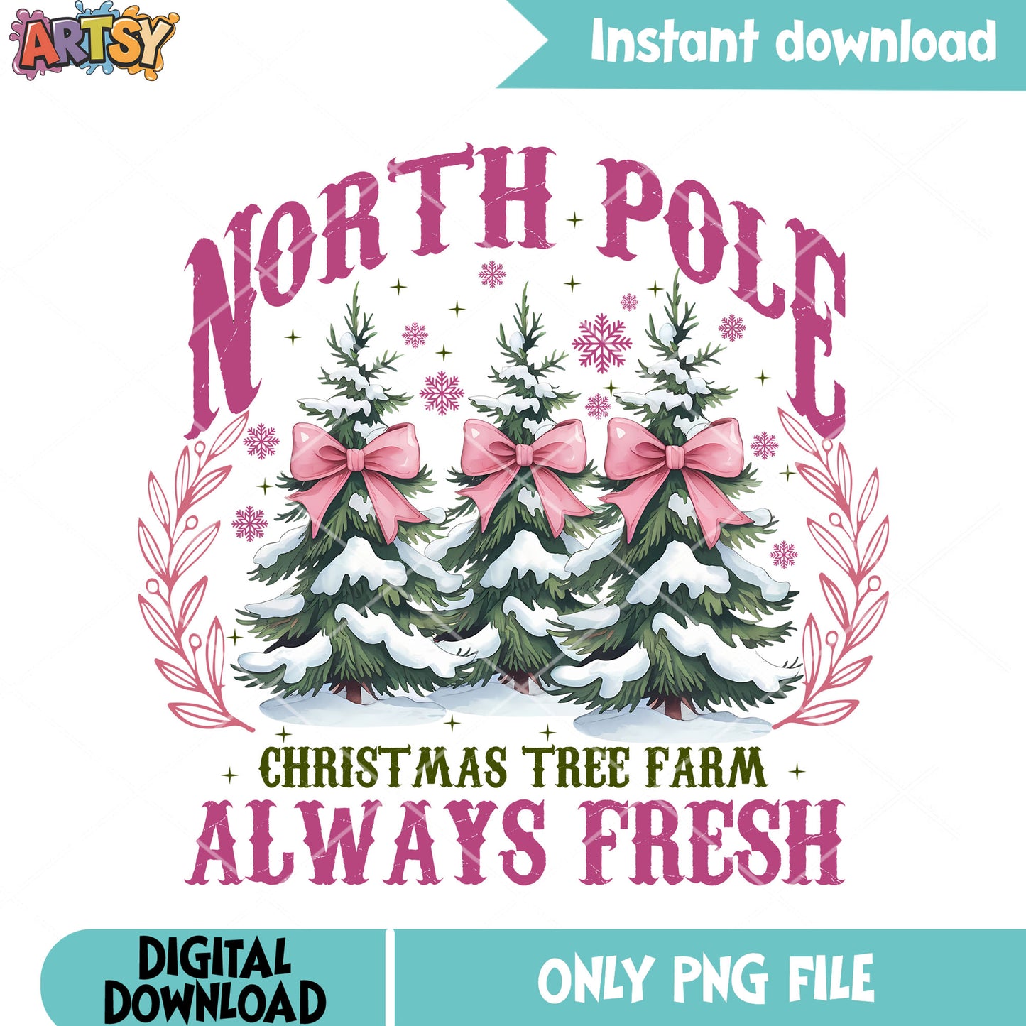 Decoration christmas tree png, farm coquette png, pink bow png