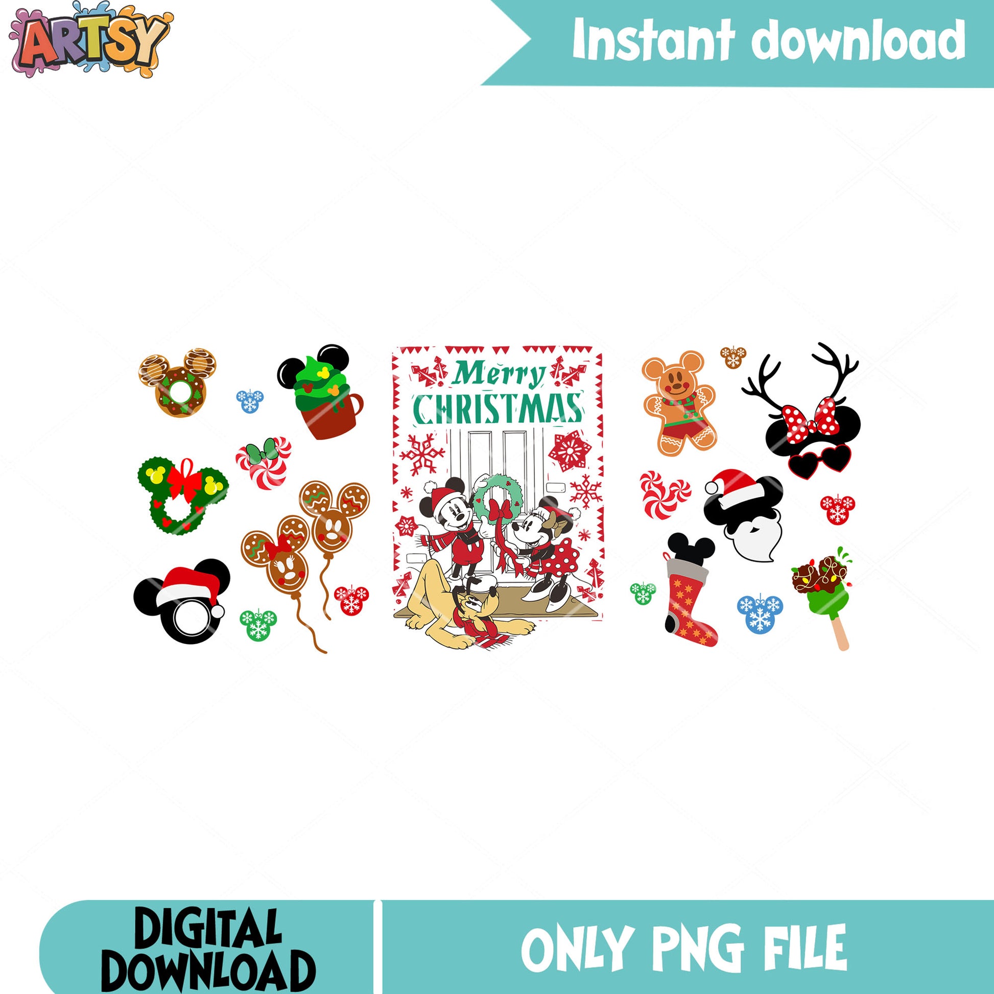 Decor christmas door disney png, disney png, disney christmas png
