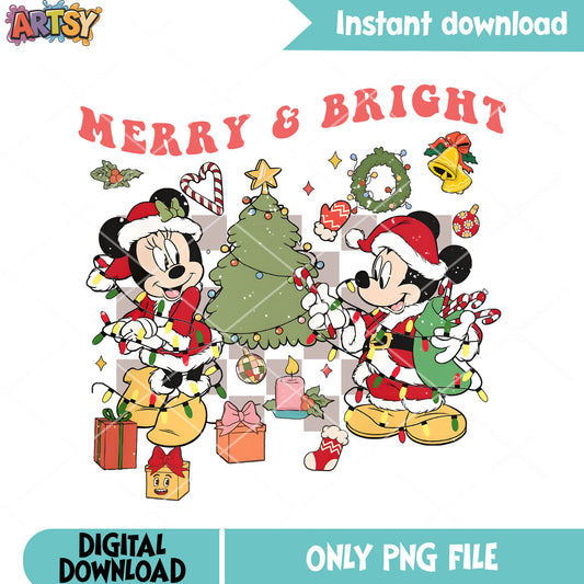 Decor christmas with mickey png, mickey mouse png, christmas light png