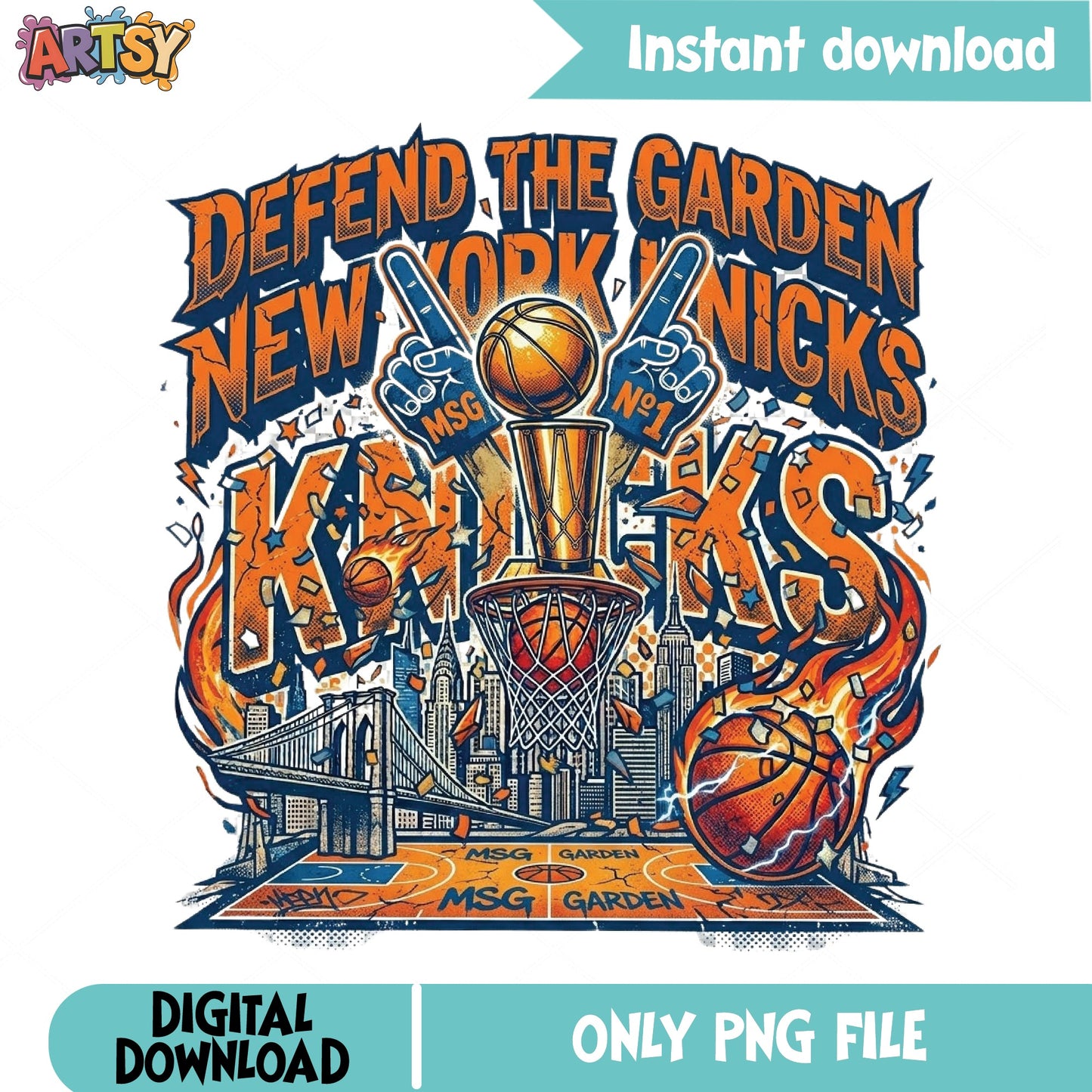 Defend The Garden New York Knicks PNG, Basketball PNG, NBA PNG