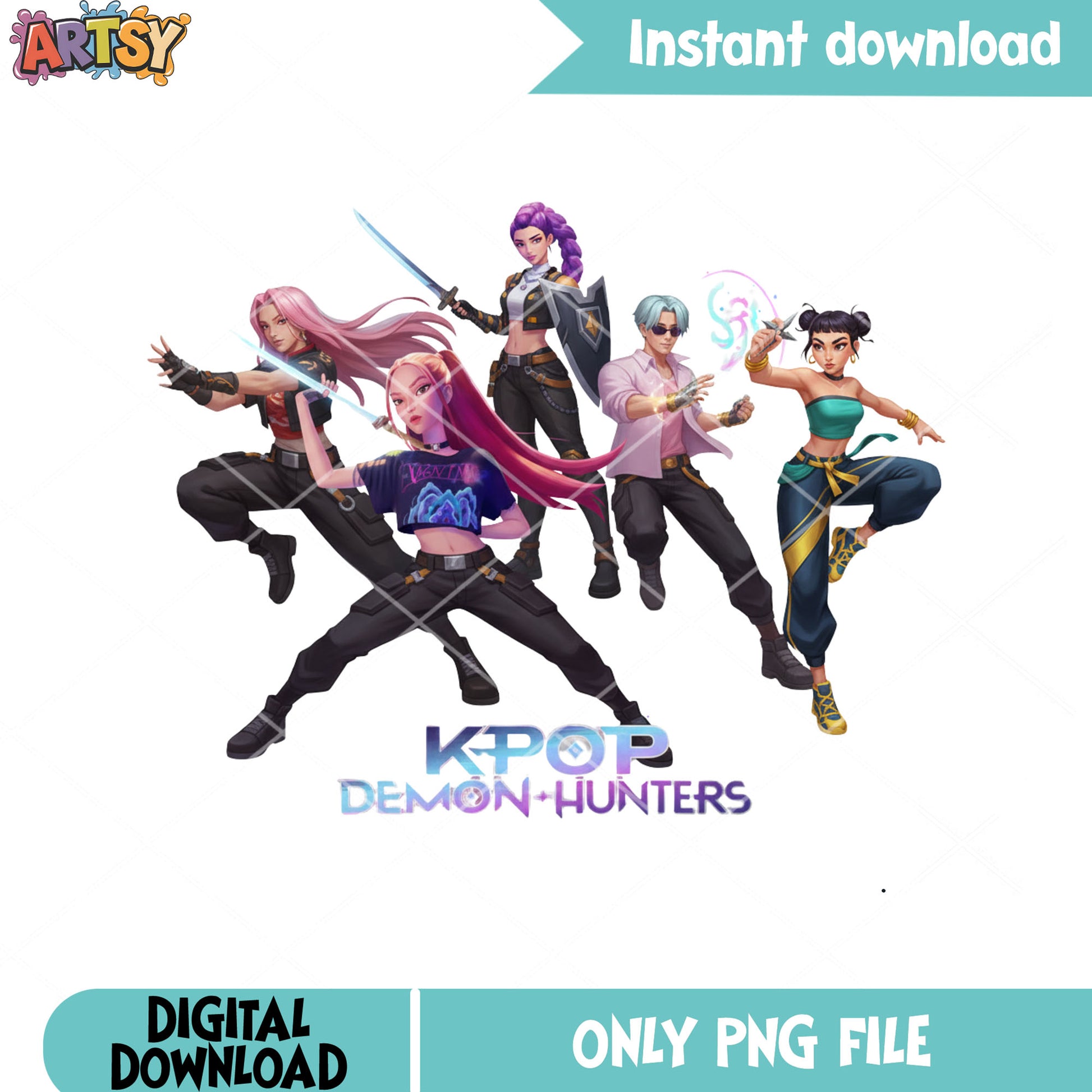 Demon action pose png, poster demon hunter png, pose girls 3d png