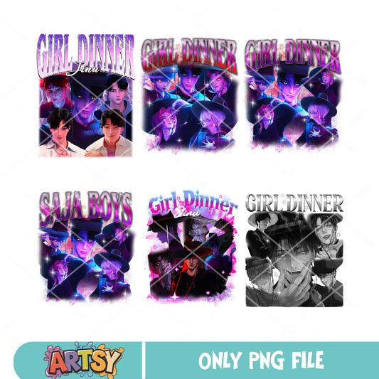 Demon hunters girl dinner png bundle, saja boys​ png, kpop demon hunters​ png