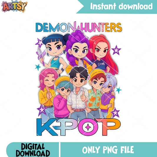 Demon hunters kpop chibi png, huntrix movie png, kpop movie png