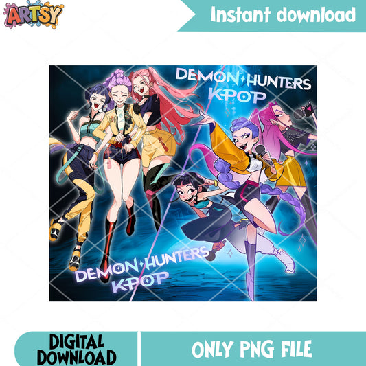 Demon kpop hunters png, huntrix poster anime png, huntrix pose png - Copy