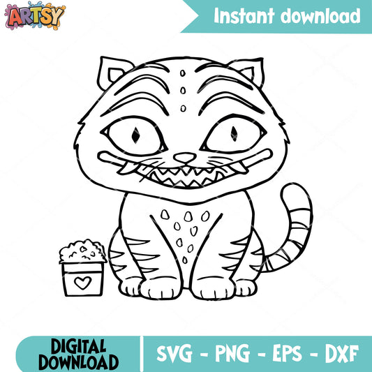 Derpy tiger sitting outline svg, derpy tiger svg, kpop derpy svg