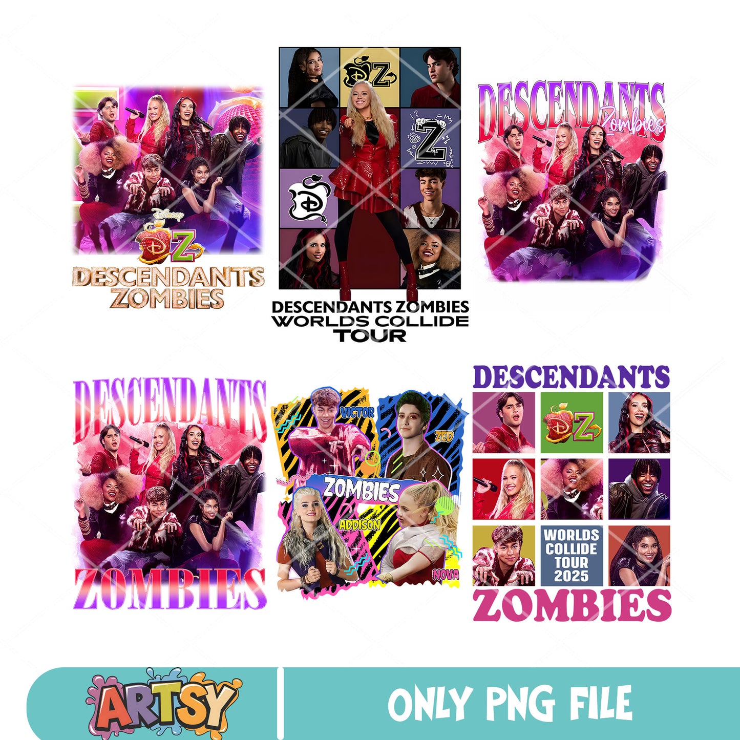 Descendants zombies png bundle, Descendants zombies png, disney tour 2025 png