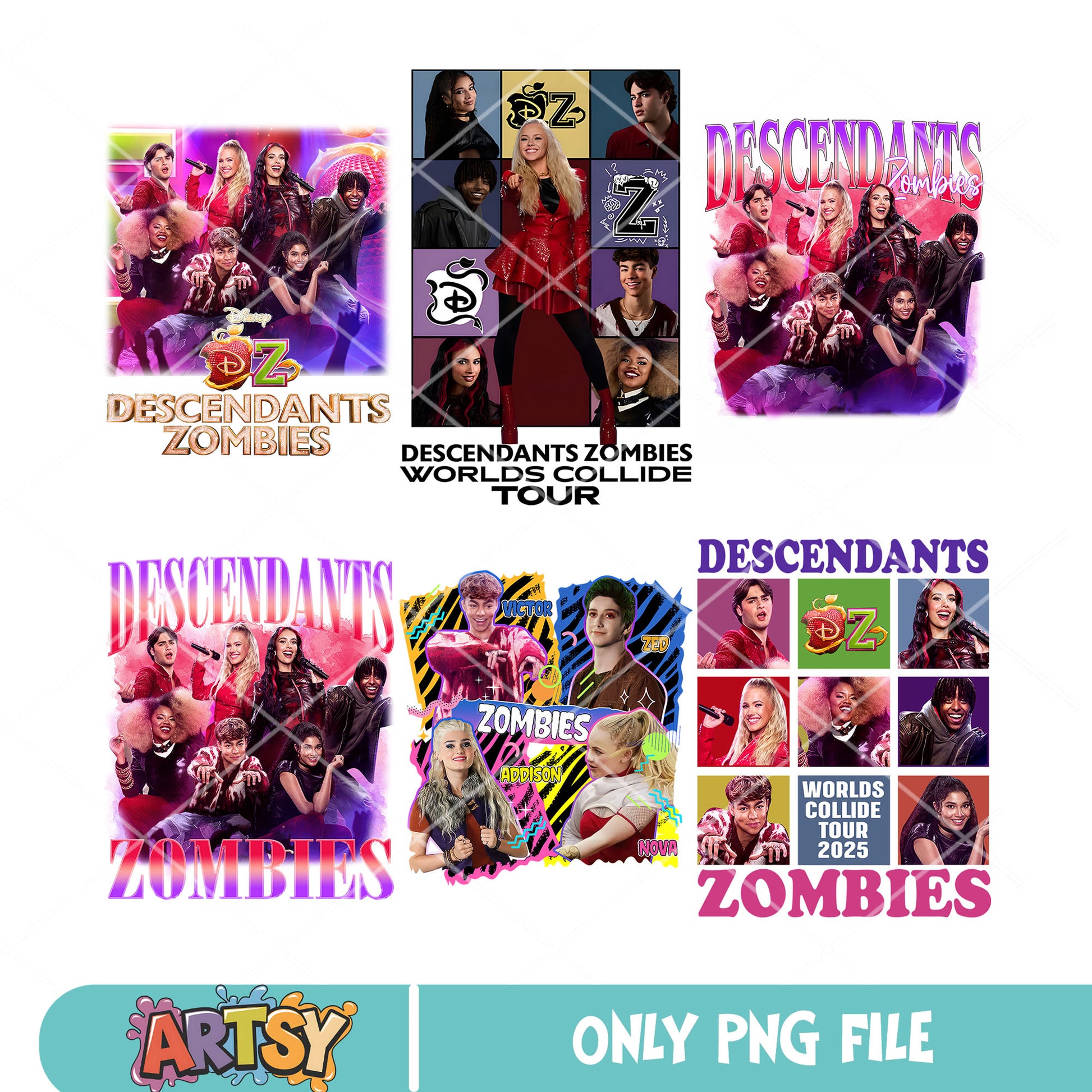 Descendants zombies png bundle, Descendants zombies png, disney tour 2025 png