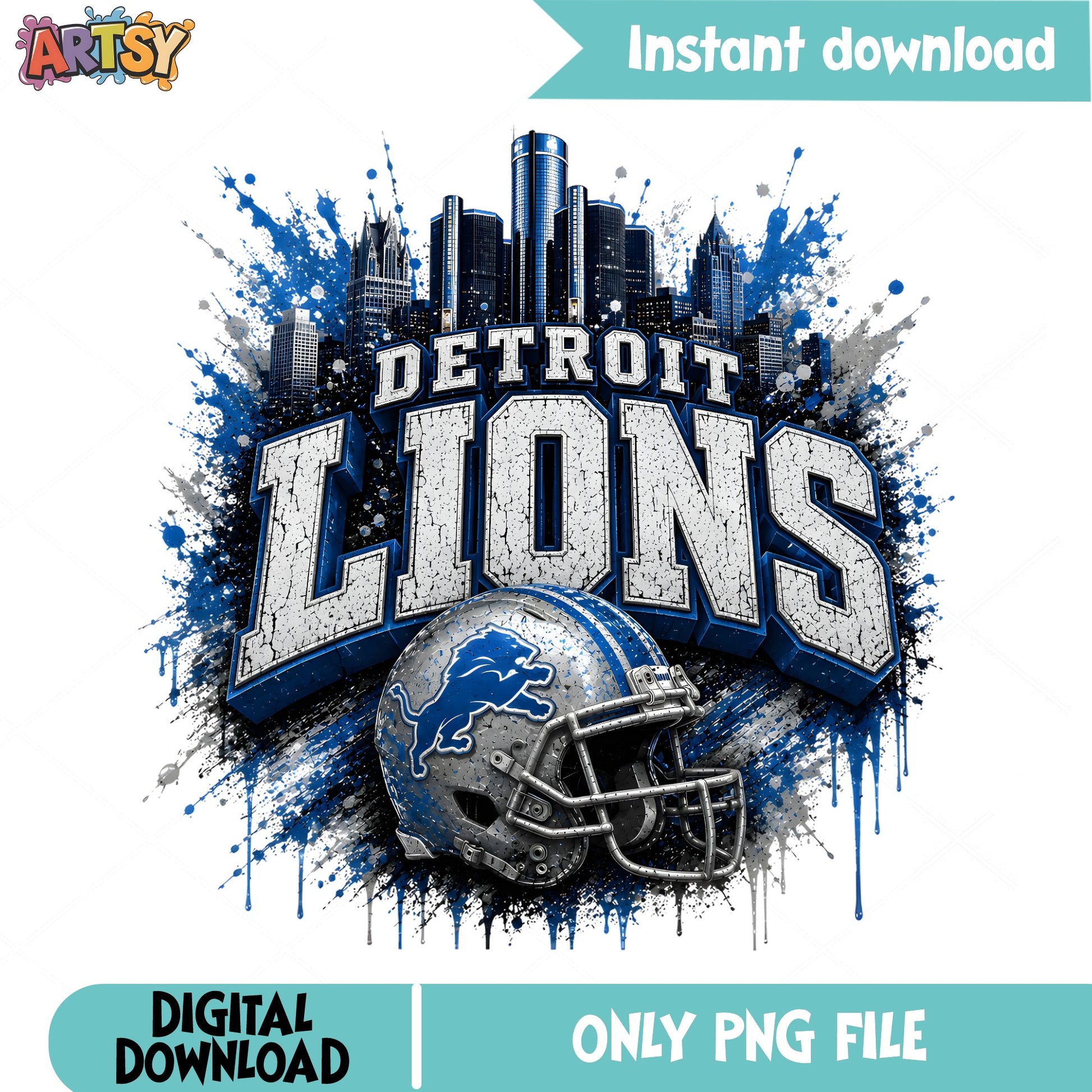 Detroit Lions PNG, Football Helmet Skyline, NFL Fan PNG