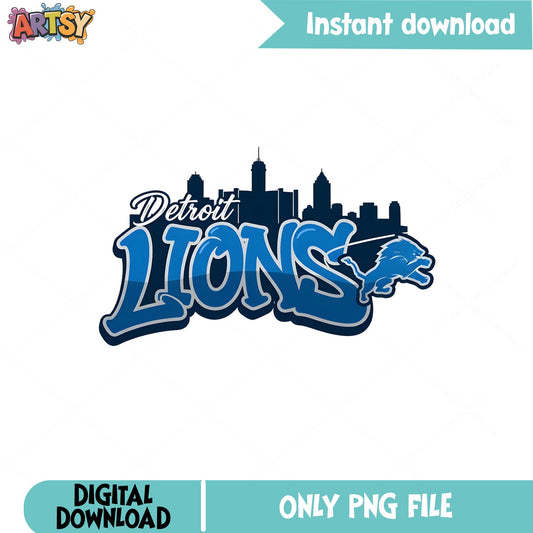 Detroit Lions Skyline PNG, NFL Football Team, Detroit PNG
