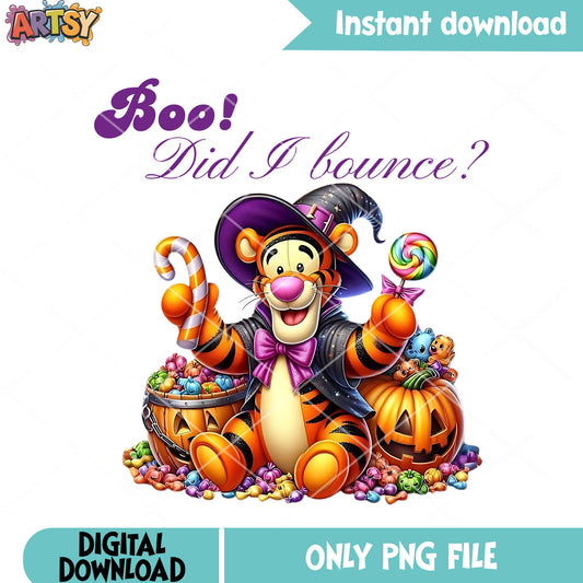 Did i bounce tiger png, disney halloween png, Witch costume png 