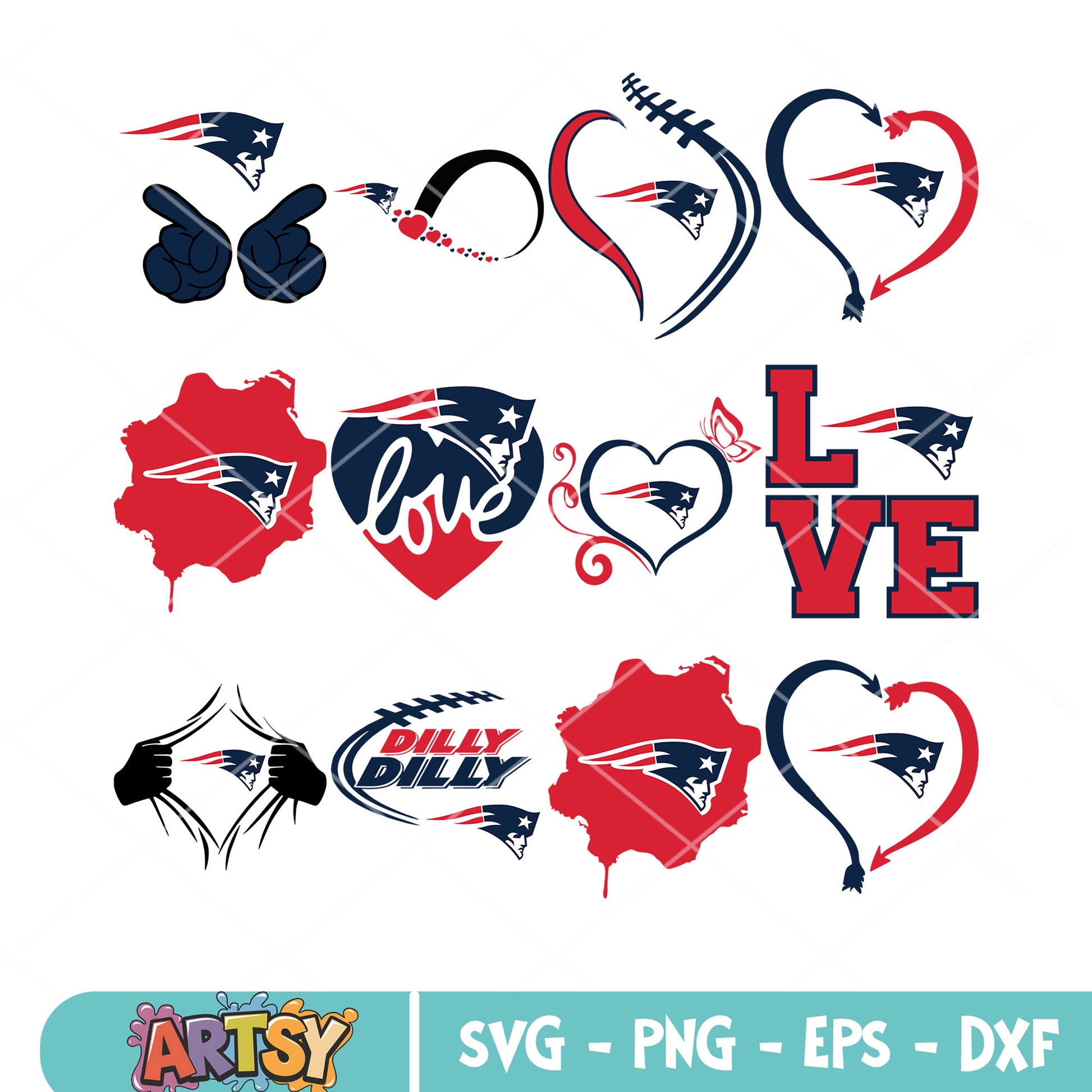 Dilly dilly Patriots bundle svg, nfl teams svg, flying elvis svg