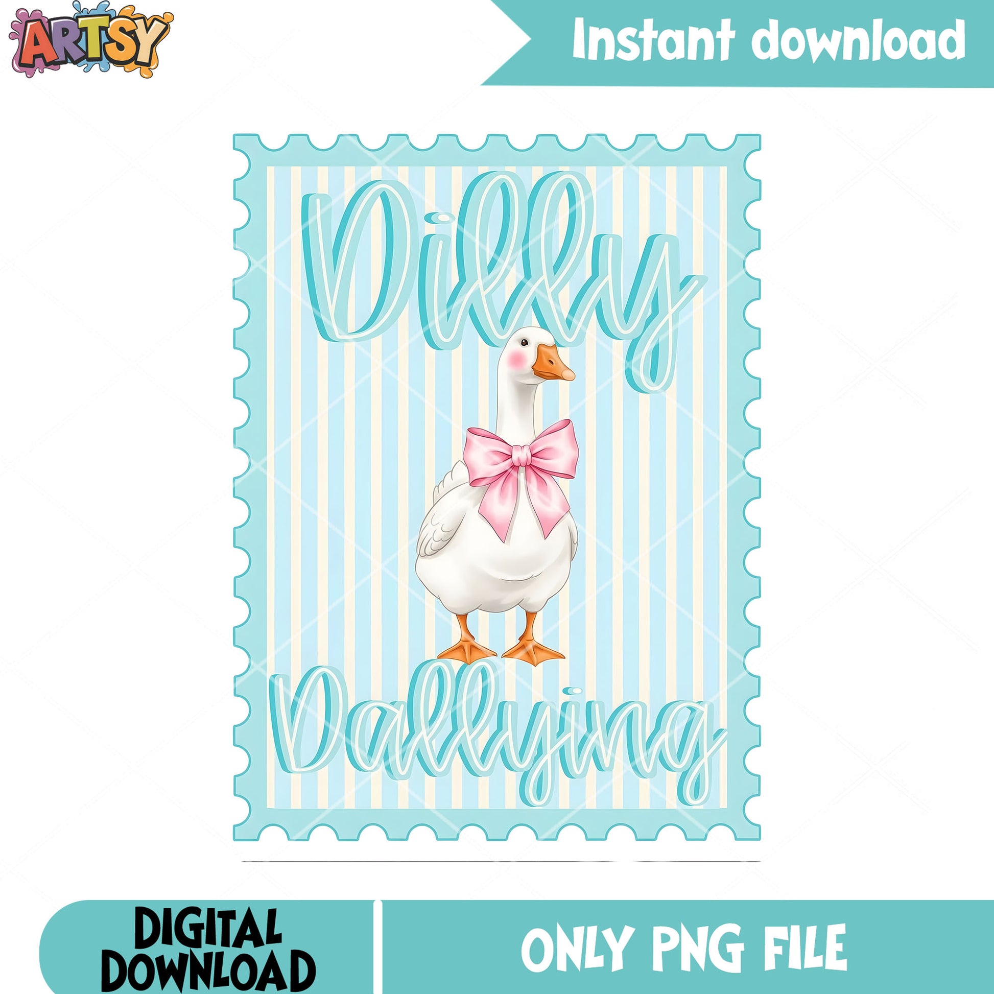 Dilly goose dallying png, cute goose png, pink bow conqutte​ png