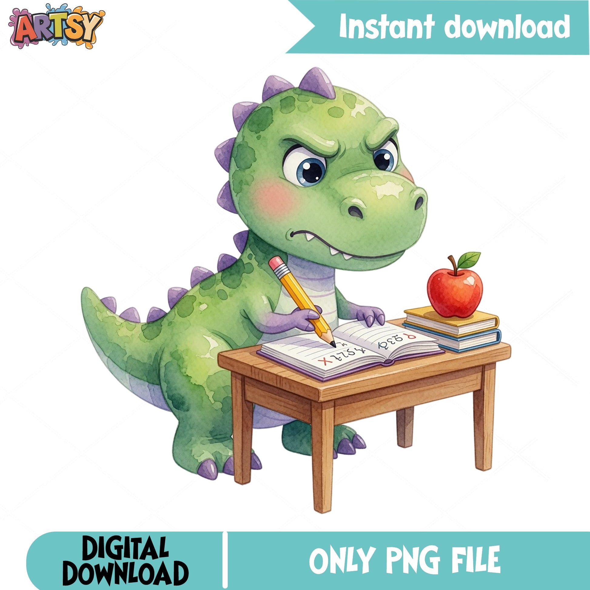 Dinosaur Back To School PNG, Cute Dino Student PNG, T-Rex PNG