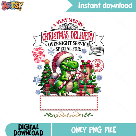 Dinosaur christmas gifts png, toy story 2 png, christmas delivery png