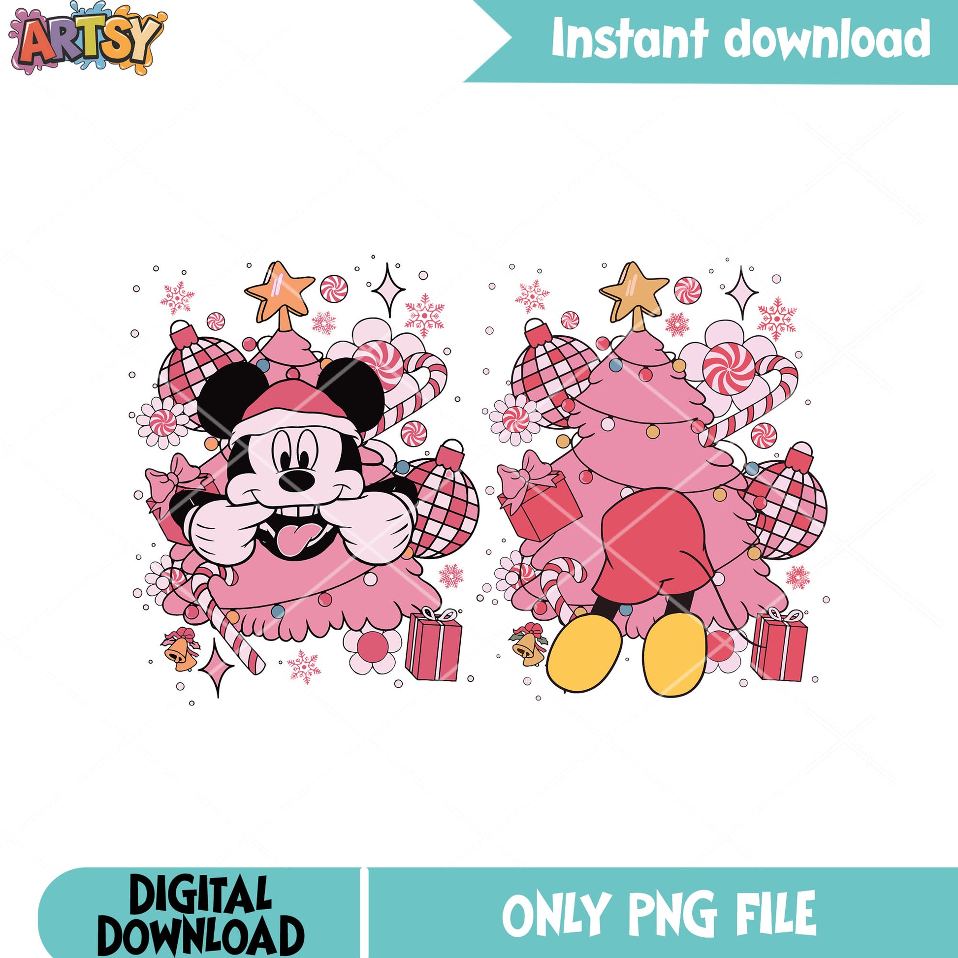 Disco pinky christmas png, mickey and friends png, mickey mouse png