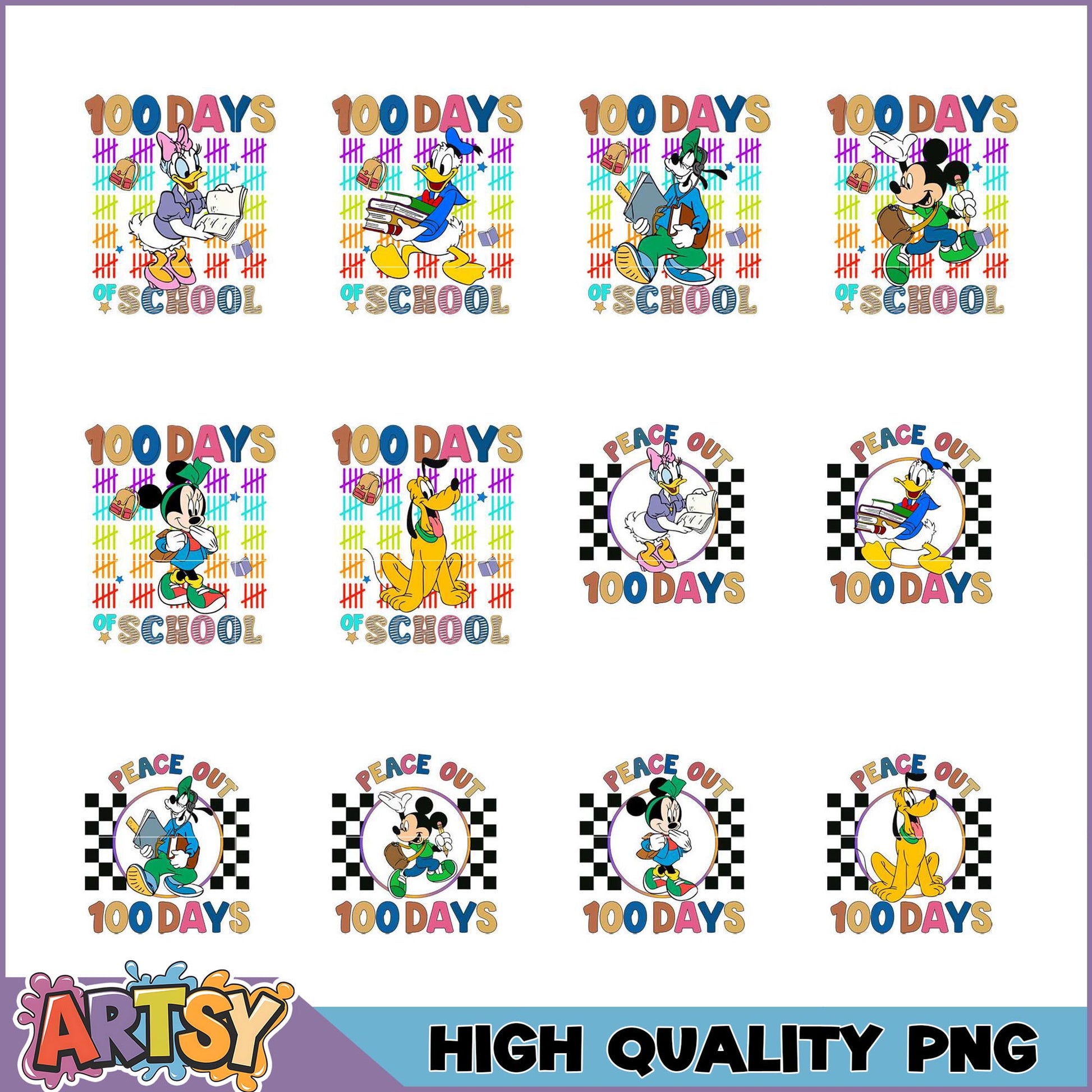Disney 100 Days of School PNG Bundle - High Quality