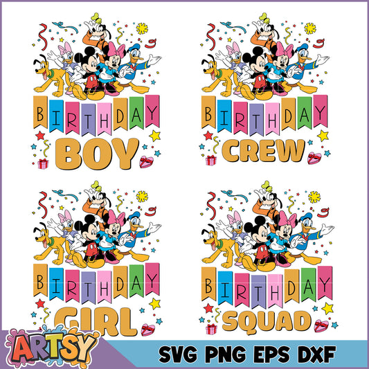 Disney Birthday SVG Bundle Boy Girl Crew Squad