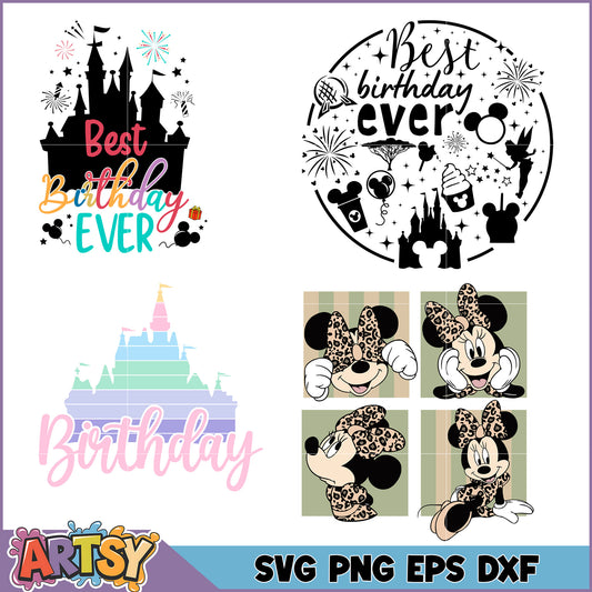 Disney Birthday SVG Bundle Castles & Minnie
