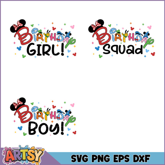 Disney Birthday SVG Bundle Girl & Boy