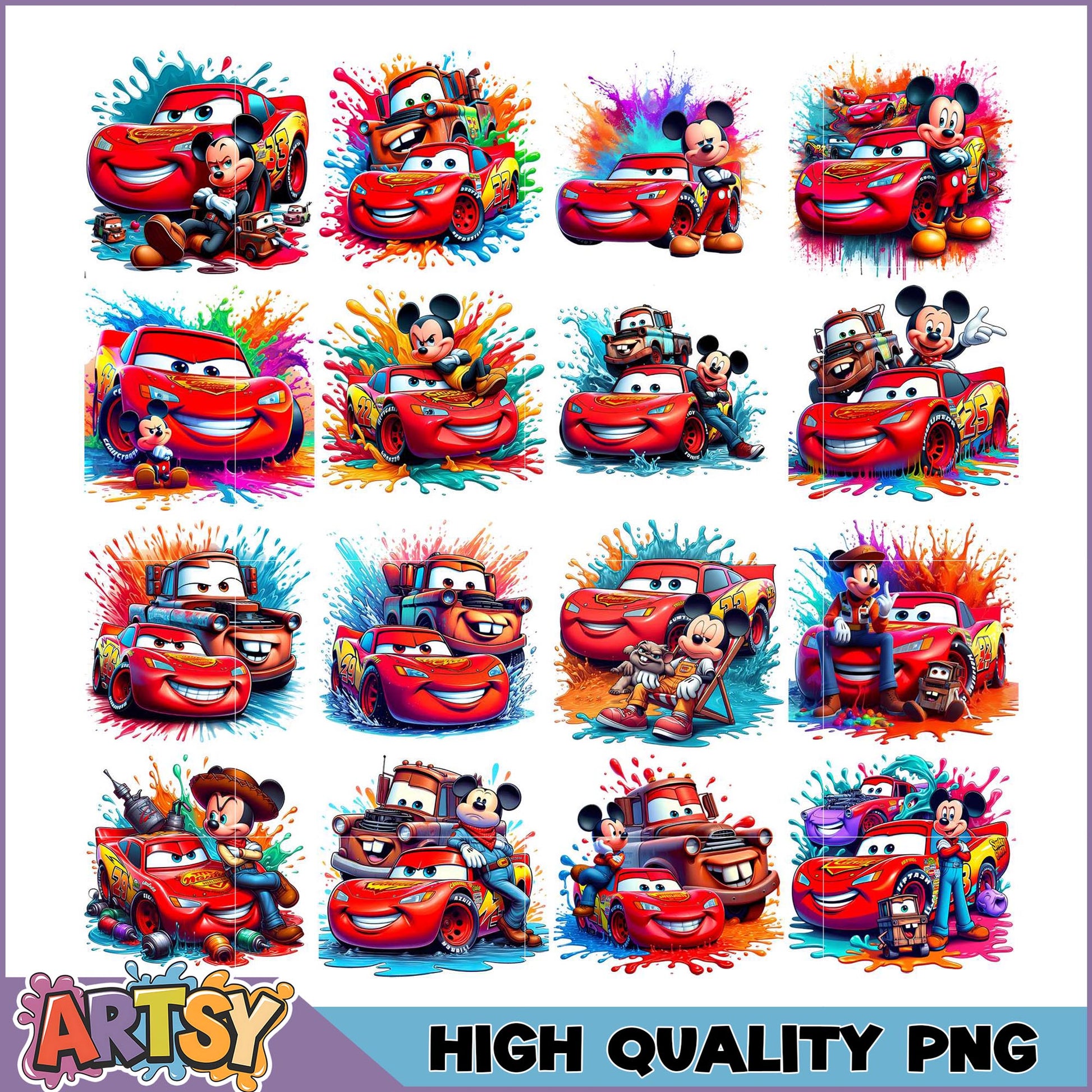 Disney Cars Mickey Mouse PNG Bundle High Quality Images