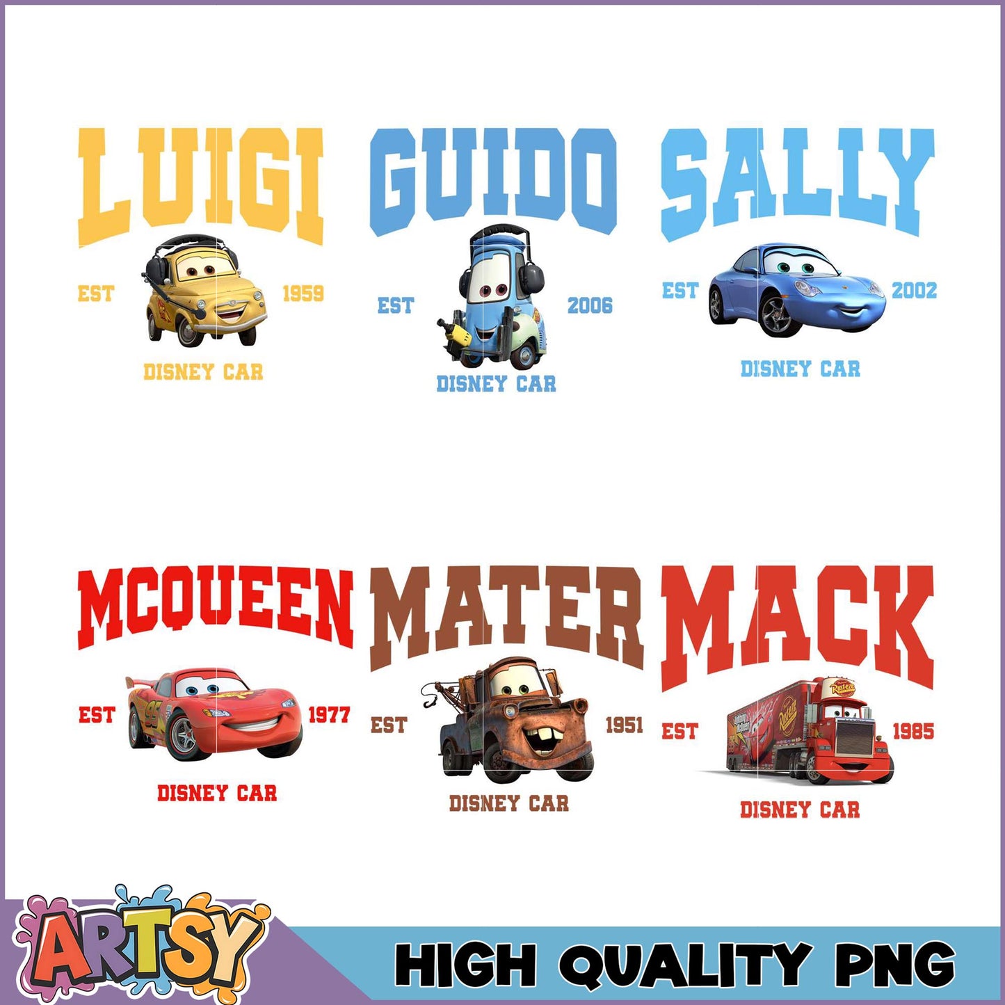 Disney Cars PNG Bundle High Quality Images