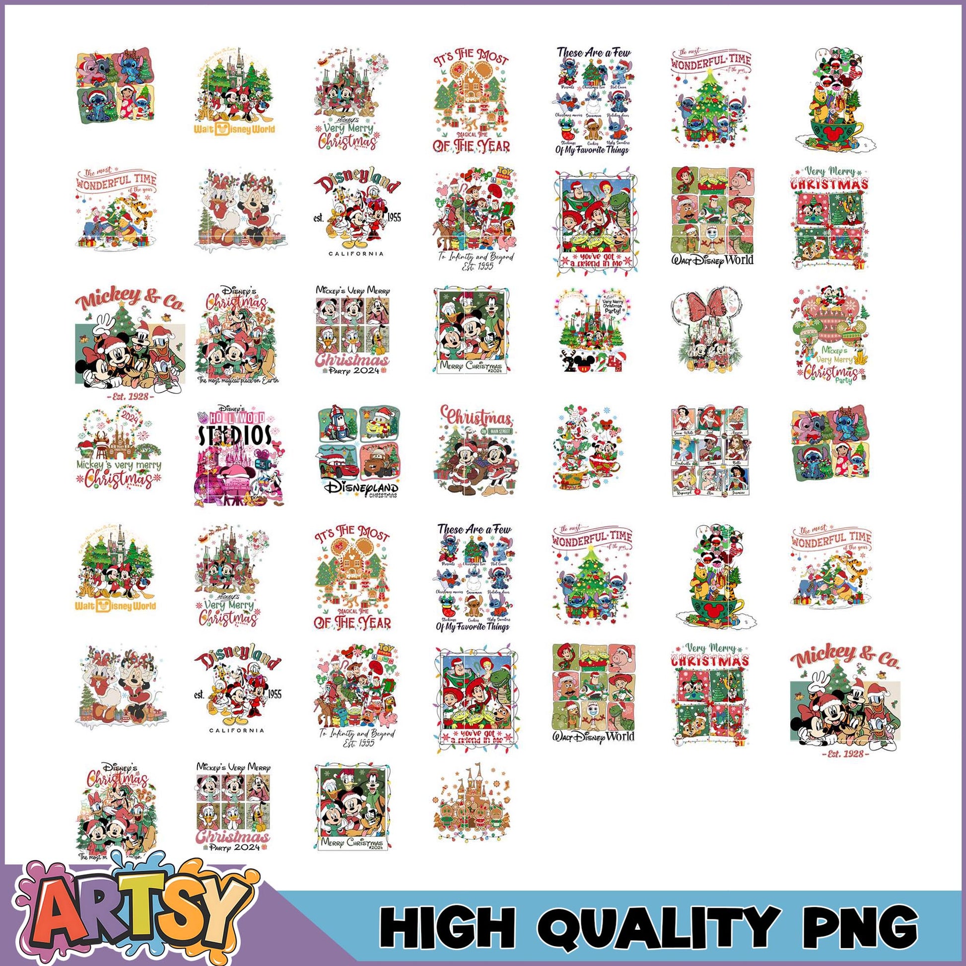 Disney Christmas PNG Bundle 24 High-Quality Designs