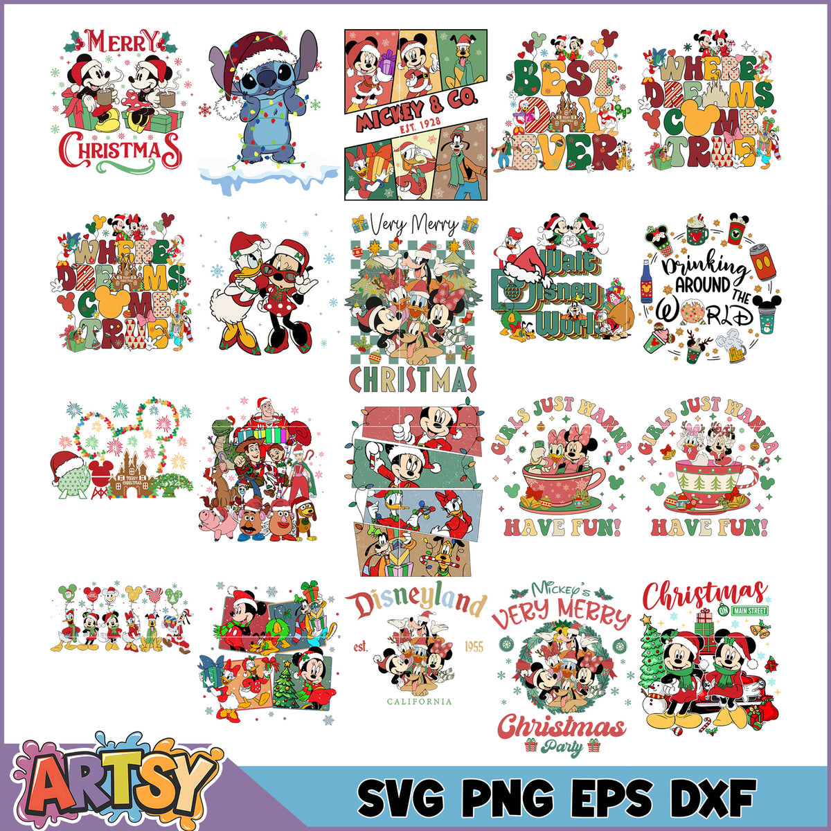 Fun Holiday Design Disney Christmas SVG Bundle Fun Holiday Designs Collection – Artsysvg