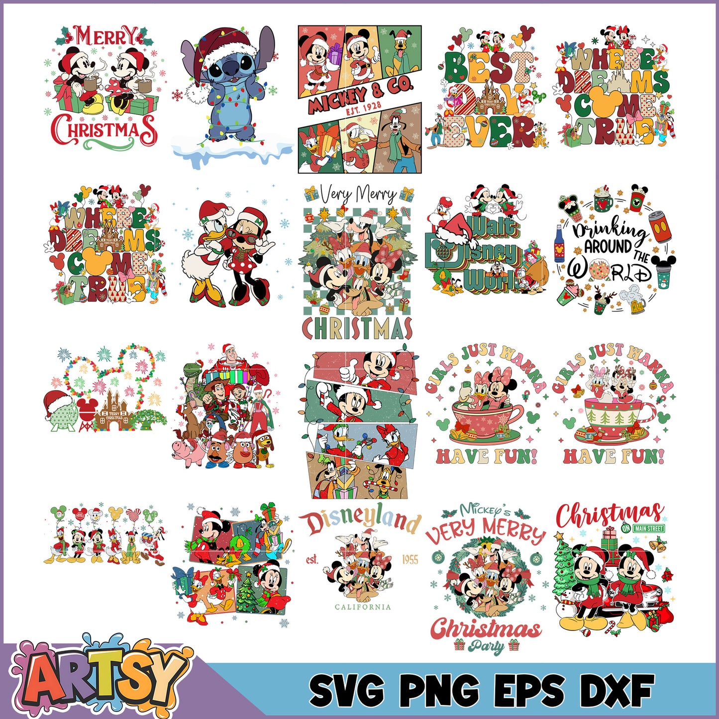 Disney Christmas SVG Bundle Fun Holiday Designs Collection