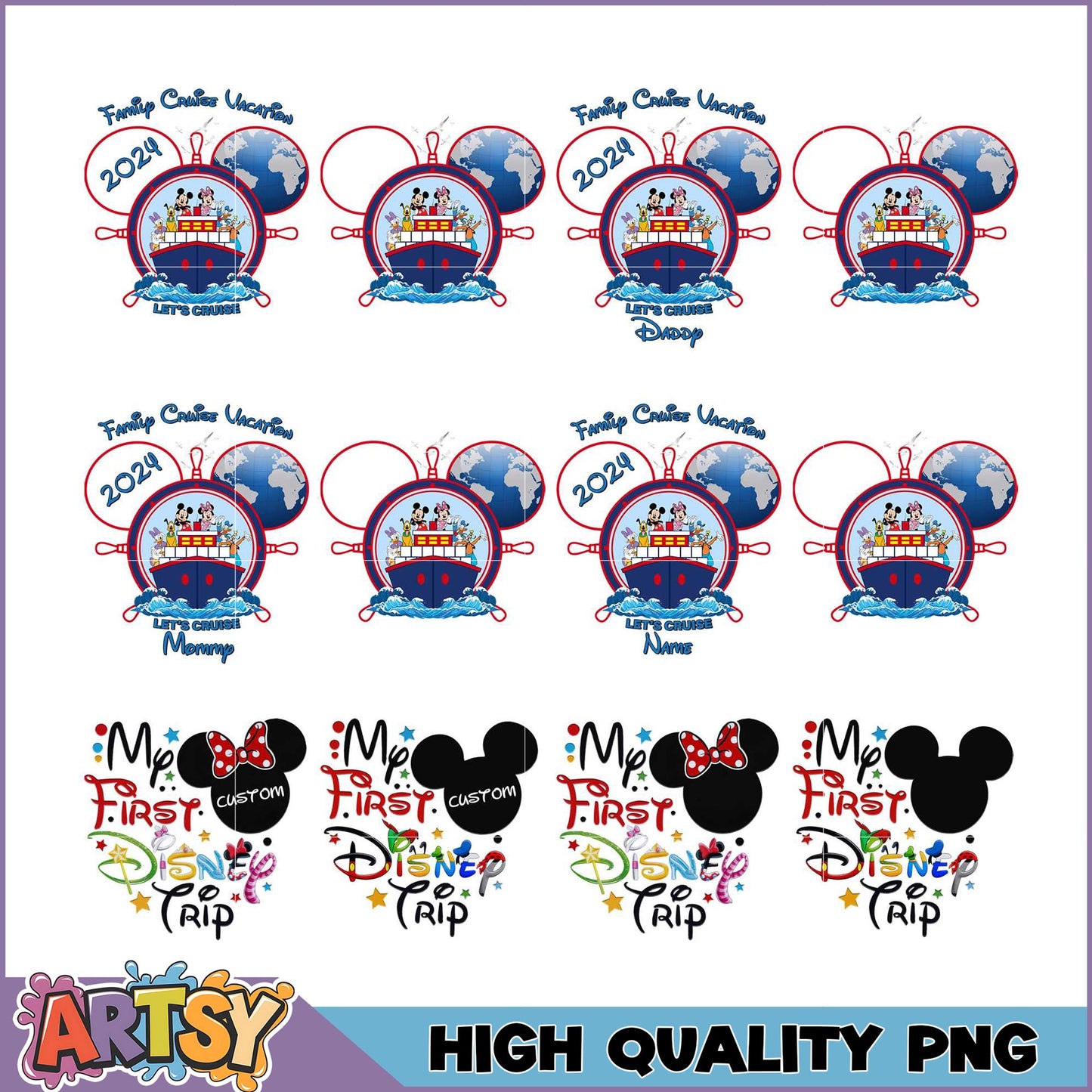 Disney Cruise Family Vacation PNG Bundle 2024