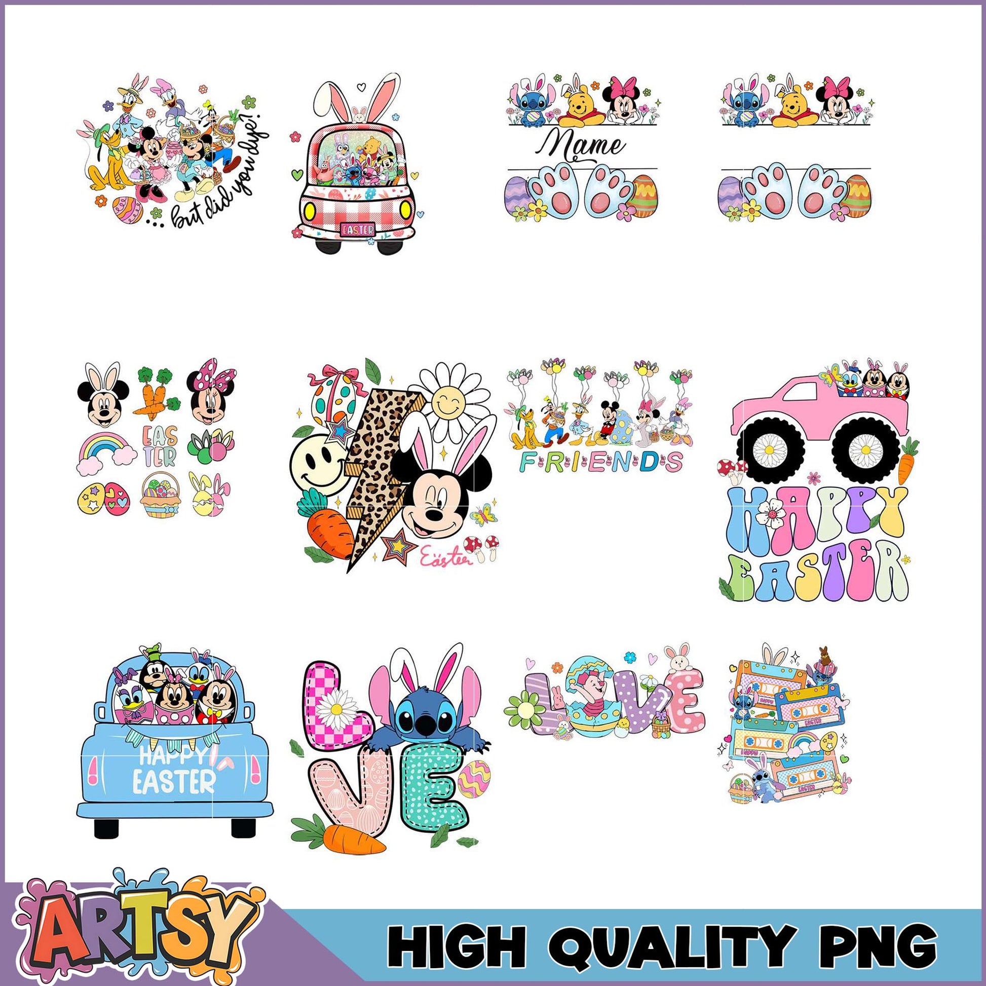 Disney Easter PNG Bundle High Quality Designs
