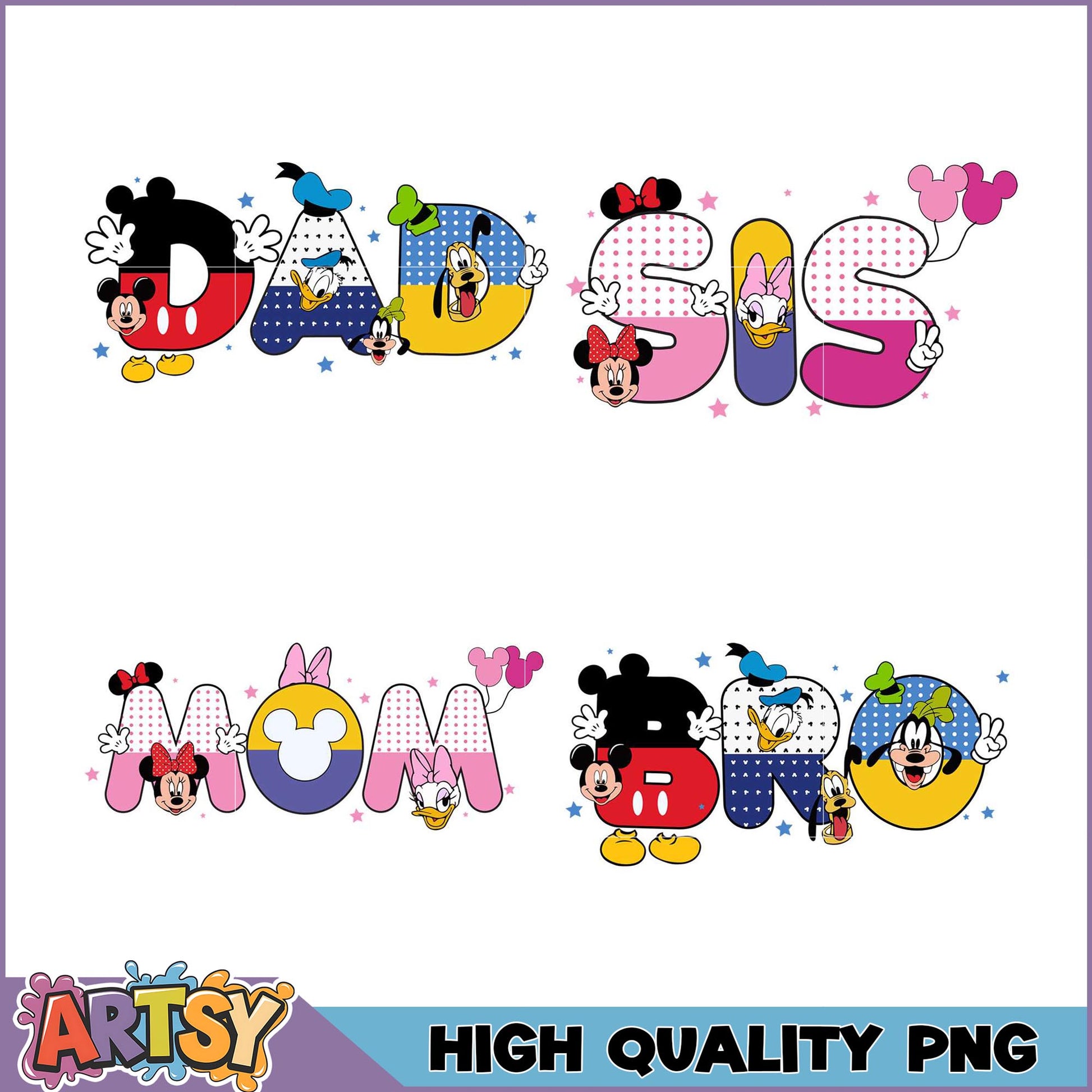 Disney Family PNG Bundle Dad Sis Mom Bro