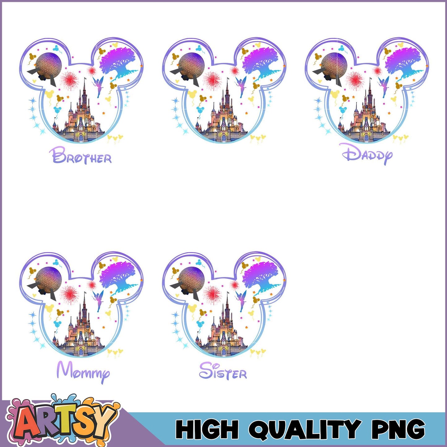 Disney Family PNG Bundle Mom, Dad, Sibling