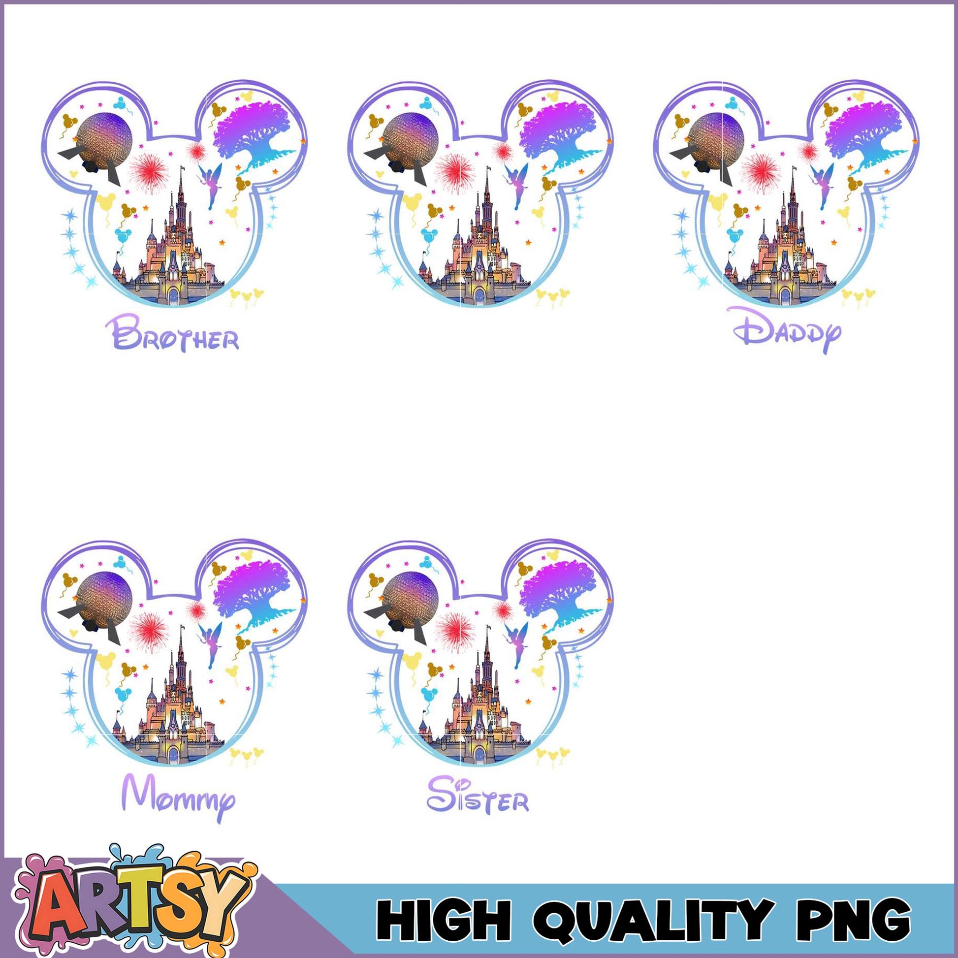 Disney Family PNG Bundle Mom, Dad, Sibling