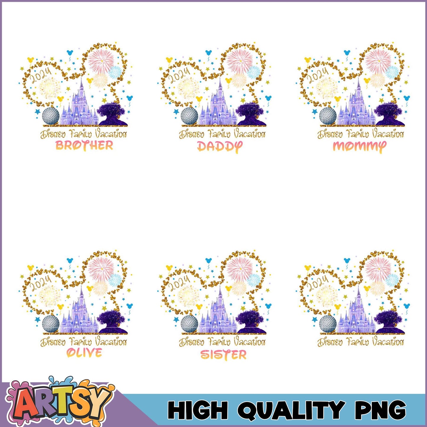 Disney Family Vacation PNG Bundle 2024