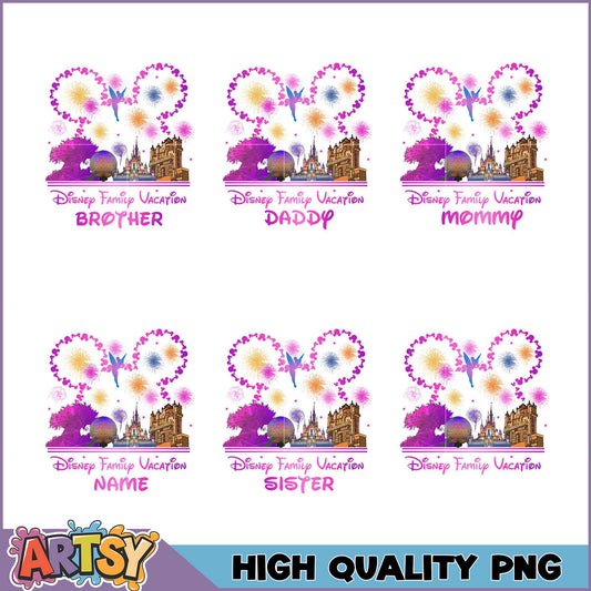 Disney Family Vacation PNG Bundle Mom, Dad, Sibling