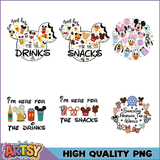 Disney Food PNG Bundle Drinks & Snacks Designs