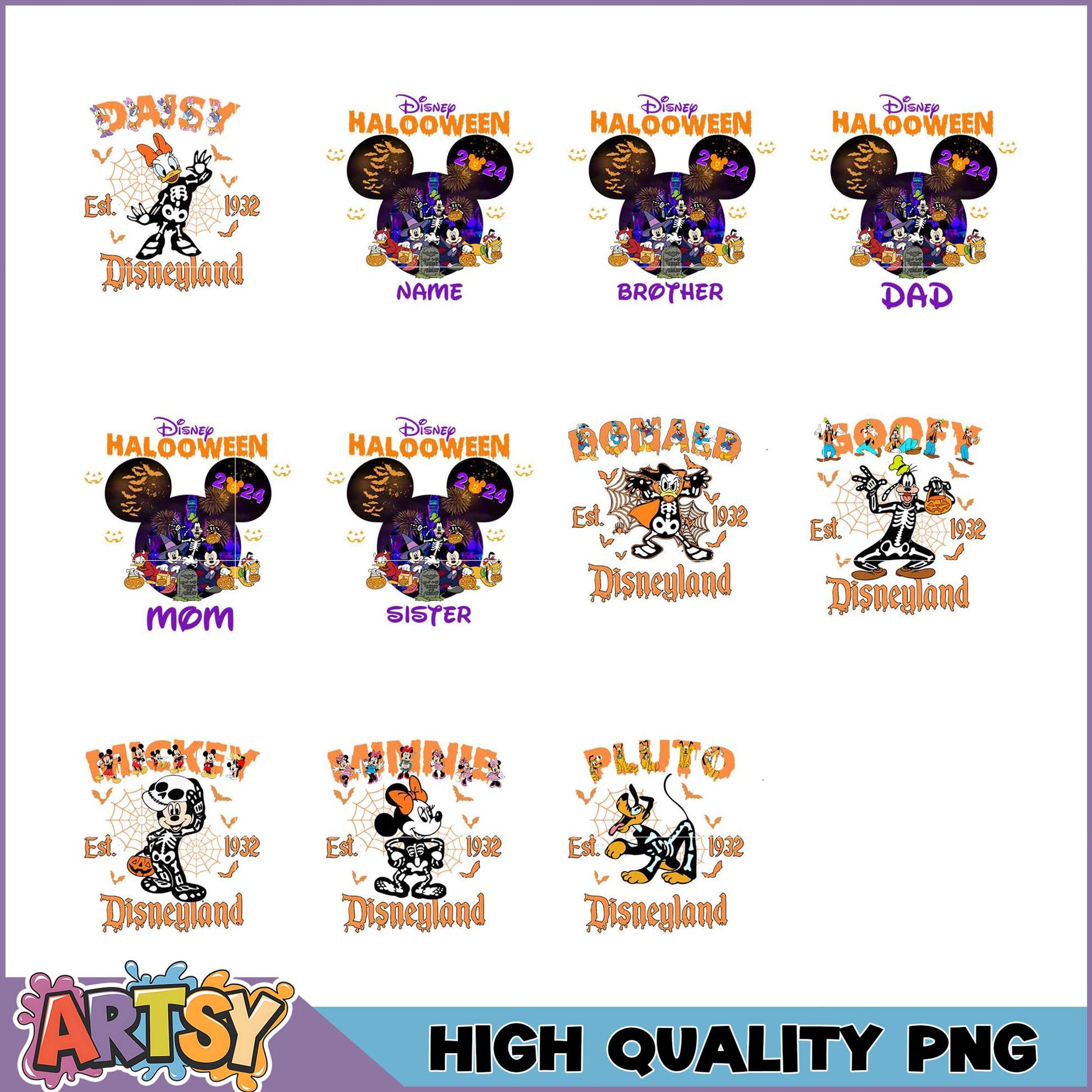 Disney Halloween PNG Bundle Family Characters