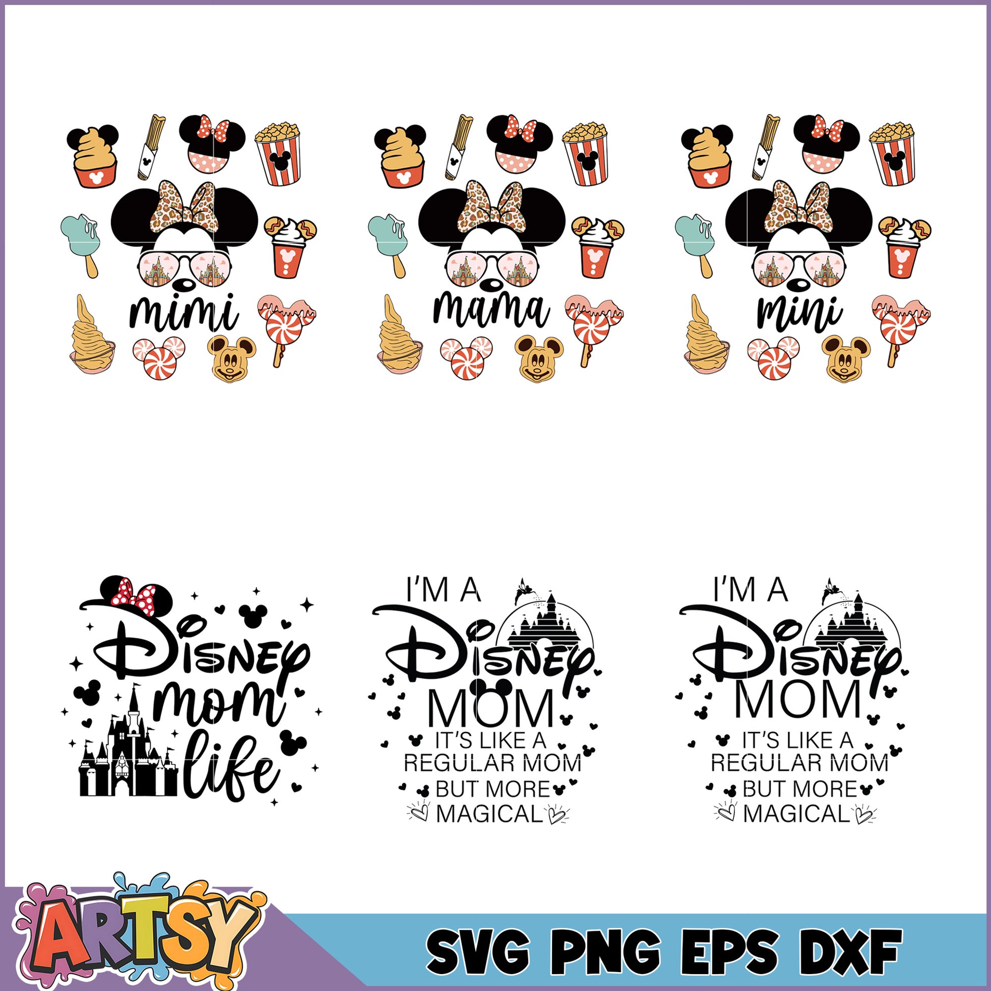 Disney Mom SVG Bundle Mimi, Mama, Mini