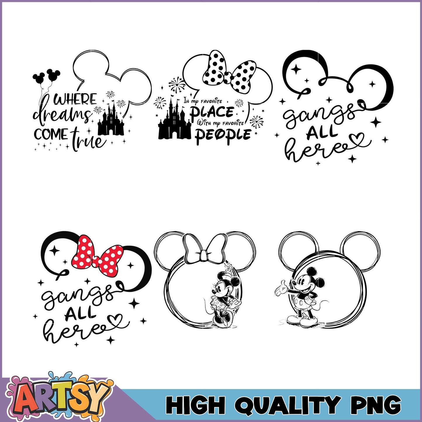 Disney Mouse Ears PNG Bundle High Quality Designs
