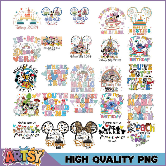 Disney PNG Bundle Characters, Quotes, & More