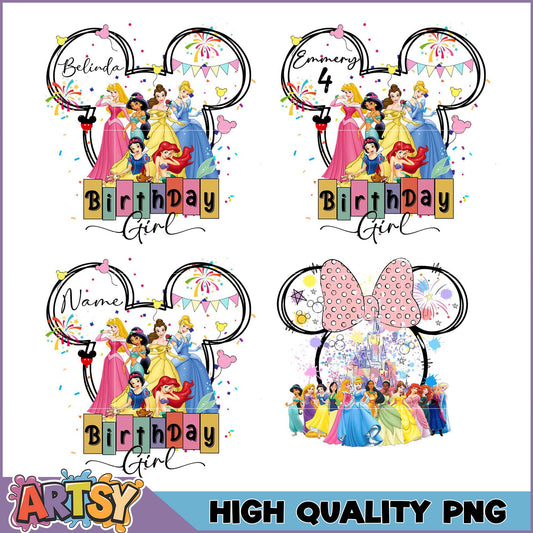 Disney Princess Birthday PNG Bundle High Quality Images