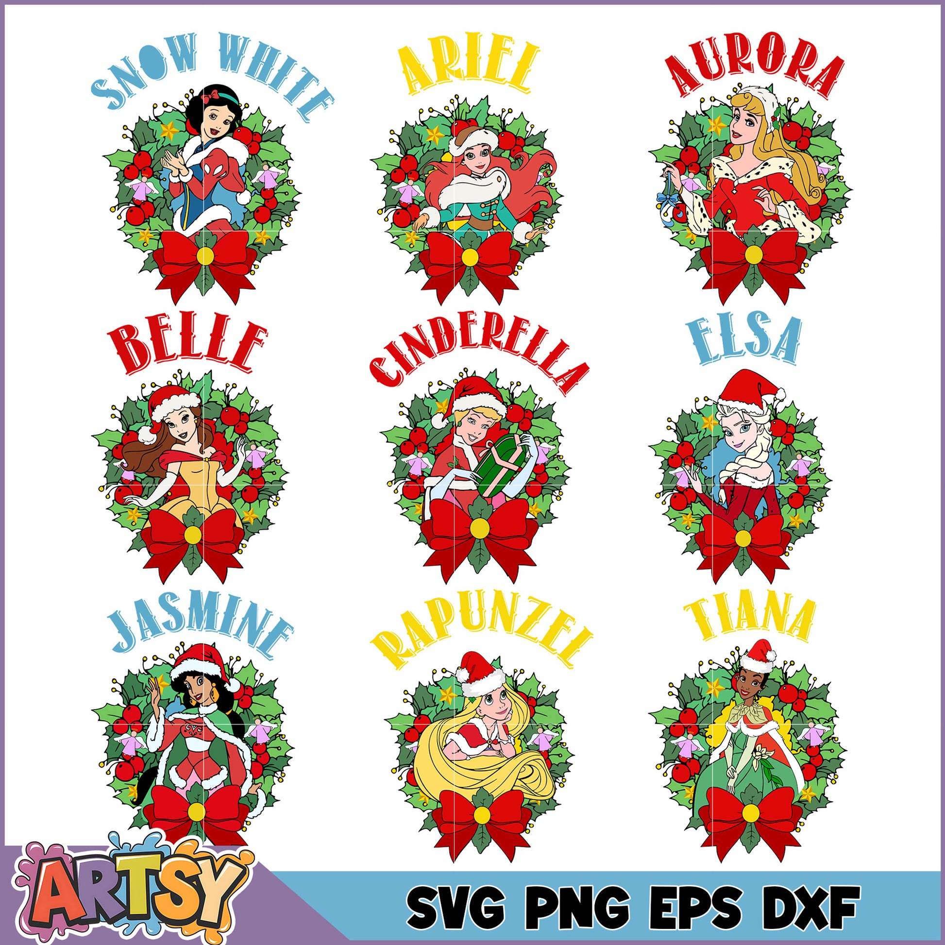 Disney Princess Christmas SVG Bundle