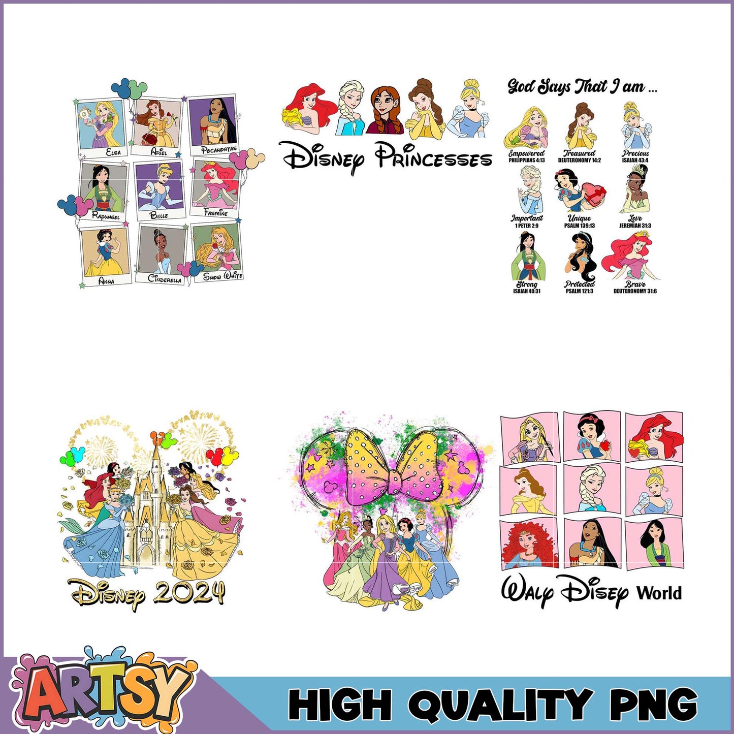 Disney Princess PNG Bundle for Crafting and Design Use