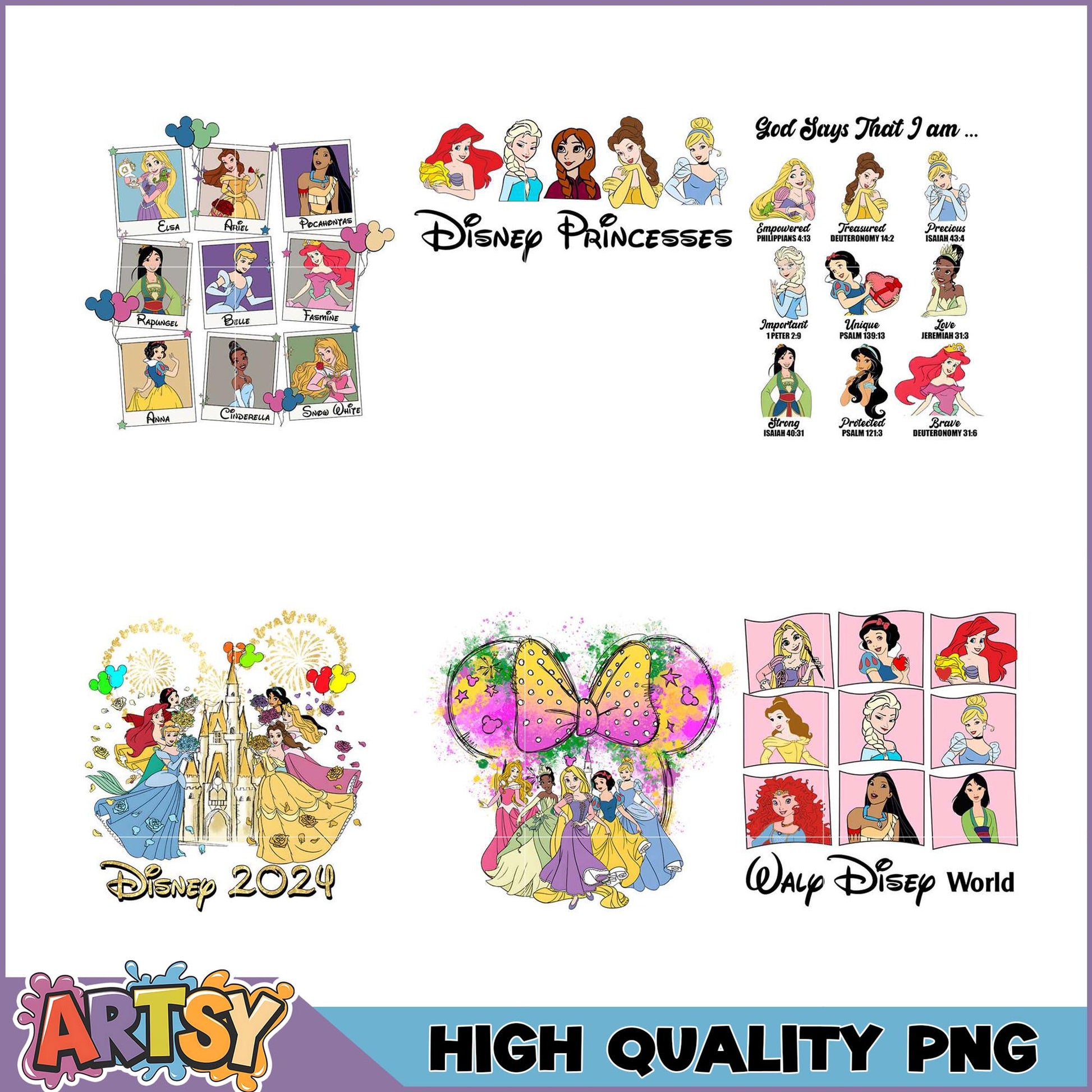 Disney Princess PNG Bundle for Crafting and Design Use