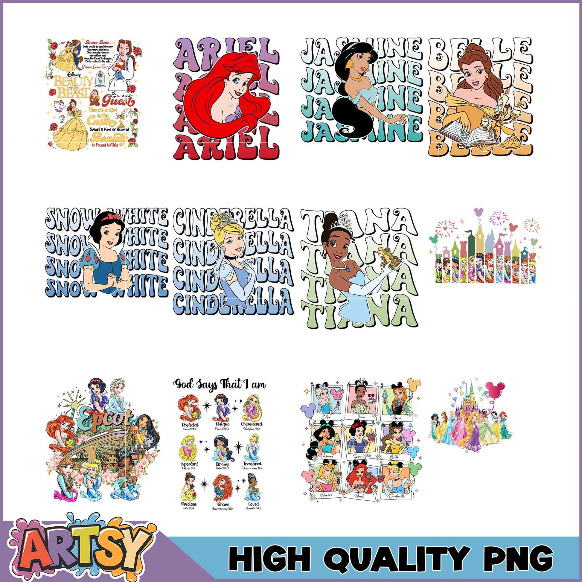 Disney Princess PNG Bundle for Crafts and Designs