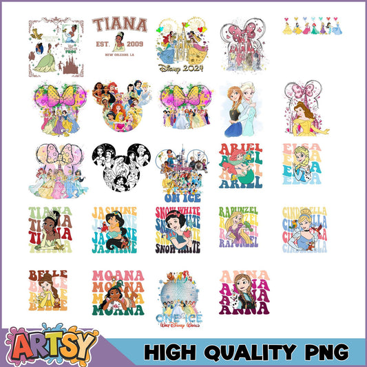 Disney Princess PNG Bundle for Creative Projects and Crafts