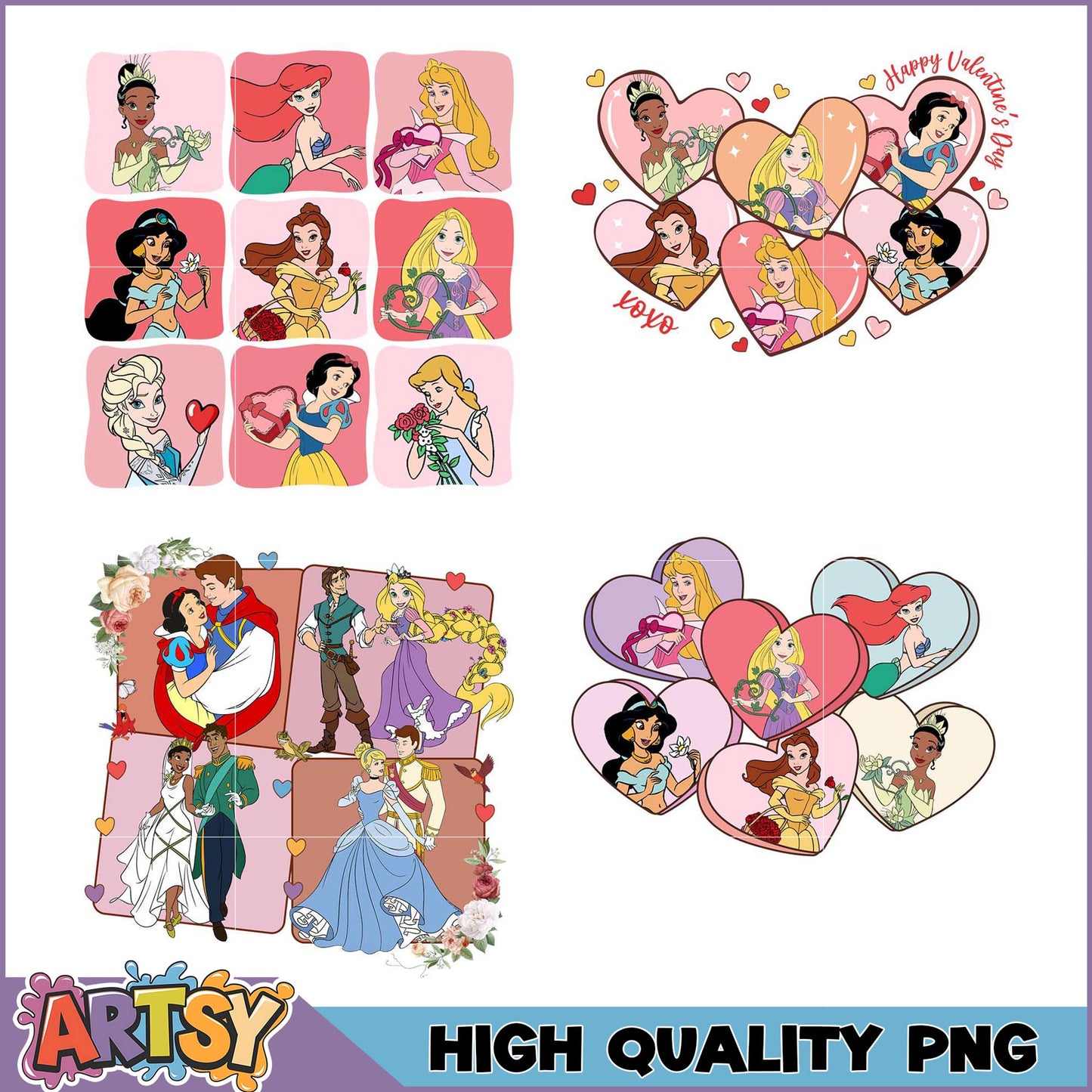 Disney Princess Valentine PNG Bundle High Quality Images